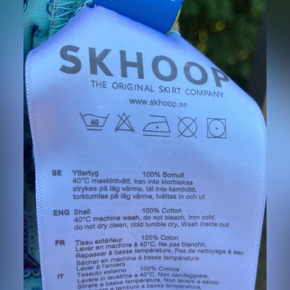 EUC SKHOOP Fiona Blue Purple Paisley Cotton Mini Skirt Oeko-Tex Sustainable Sz M - Picture 10 of 10